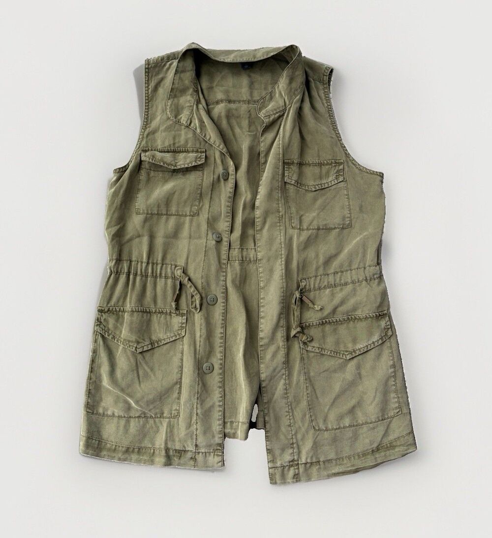 Universal Thread Women Olive Green Utility Vest Cargo Military Jacket Small S